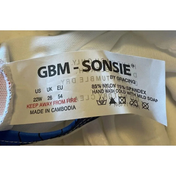 NEW Sonsie By Gracing GBM Swimsuit Geometric 22W Wire Adjustable Red White Blue - Picture 4 of 5